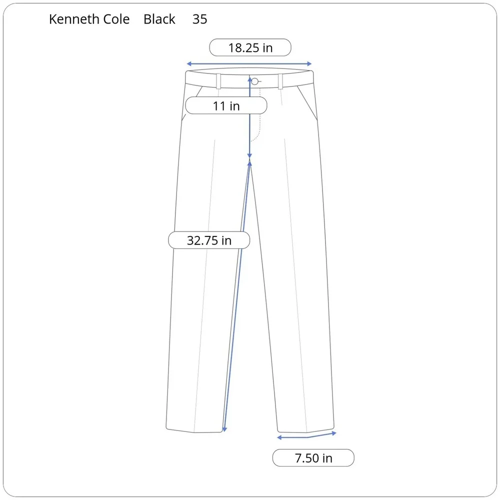 New $135 Kenneth Cole Reaction‎ Men's 35 x 33 Slim Black Techni-Cole Suit Pants